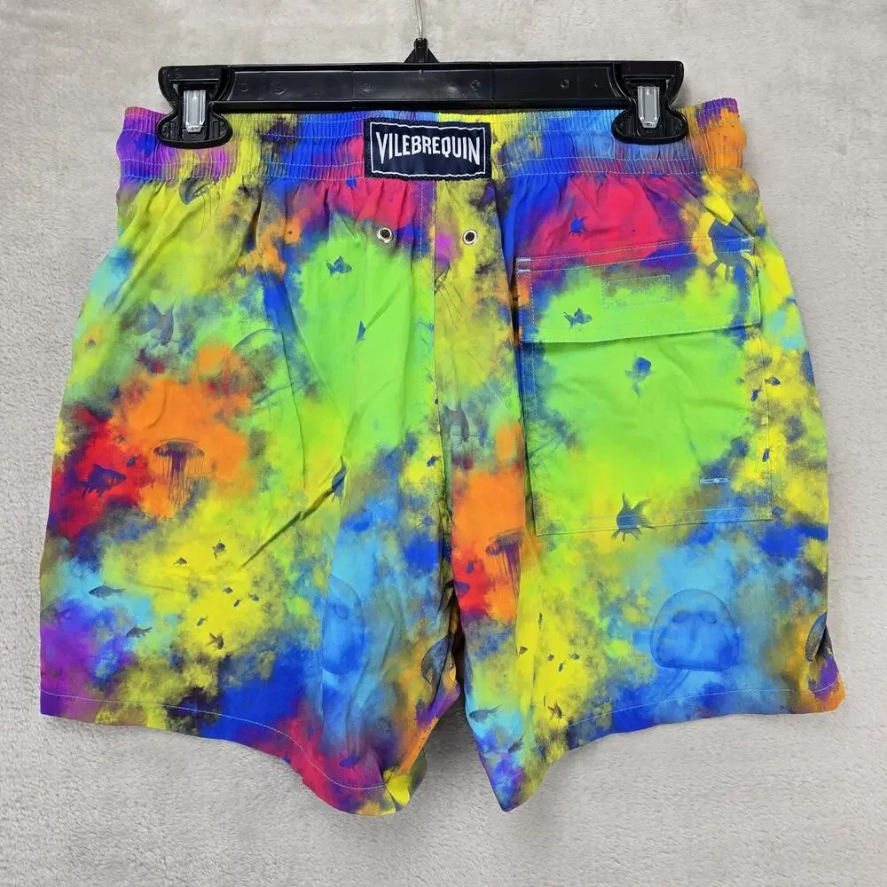 Vilebrequin Swim Trunks Mens Medium Tie Dye Multi Color Swim Wear Jellyfish RARE